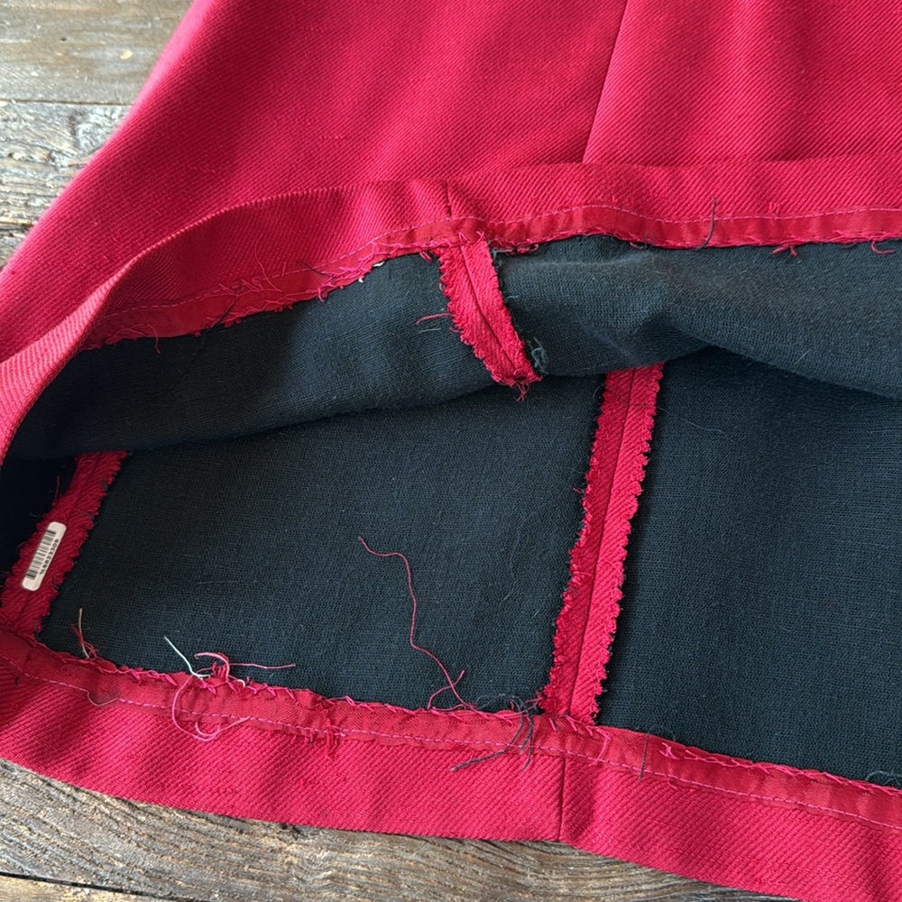 Vintage Carlette 60’s garnet red wool blend midi dress dagger collar EVC S/M - Picture 7 of 10